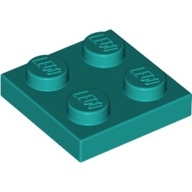 Lego destička 2x2, tmavě tyrkysová (4121502, 4170141, 6249390)